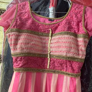 Pink & Cream Anarkali Salwar