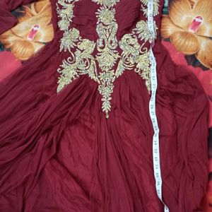 Maroon Colour Gown Beutiful And Attractive