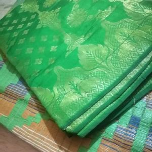 Green Big Border Saree