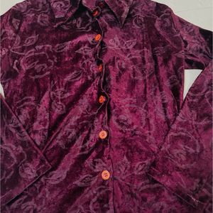 Women Velvet Party Wear Shirt