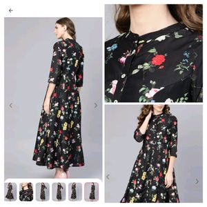 Biba Black & Red Floral Print Maxi Dress