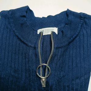 H&M Casual Regular Sleeves Solid Women Blue Top