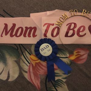 Baby Shower Sash Hairband Crown Badge Mom Dad Tobe