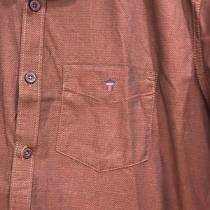 Men Cotton Tan Shirt