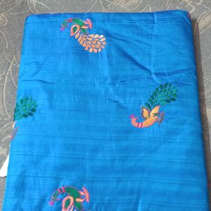 Saree With Nice Border And Beautiful Blouse Design