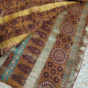 Brown Print Saree