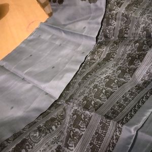 Gray Colour Sari Organza Cotton 🥻