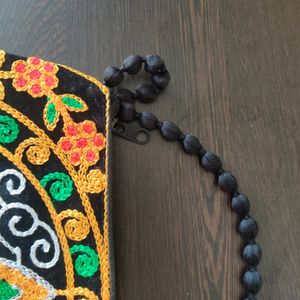 Black Embroidery Sling Bag