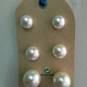 Pearl Studs (Earrings) 3 Pairs