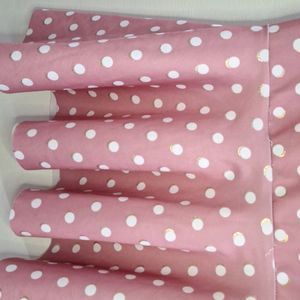 Party Wear Fish Cut Pink And White Polka Dot