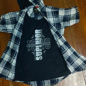 Boys Hoodie Shirt Chekered