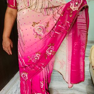 Baby Pink Georgette Saree (Women )