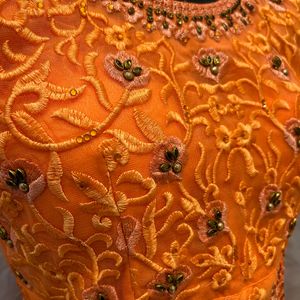 Orange Crop Top ,choli Lehenga