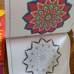 Books Combo: Mandala Coloring Book For Kids, Language Builder 1, हिंदी कापी पुस्तक