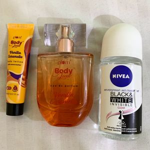 Combo(plum Perfume+ Nivea Roll On + Body Lotion)