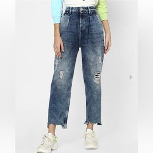 ONLYAcid-Wash Distressed Loose-Fit Jeans