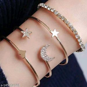 Stylish Studded Moon Star Heart Combo of 4 Bracele