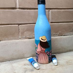 Aesthetic Handpainted Girl Bottle Art