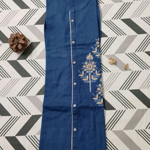 New Blue 3/4 th Sleeves Kurta