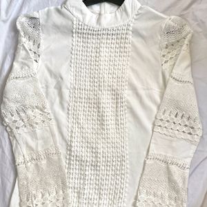Vintage Laced Long Sleeves White Top