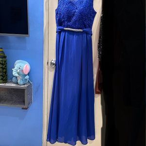 Designer Long Sleeveless Blue Gown