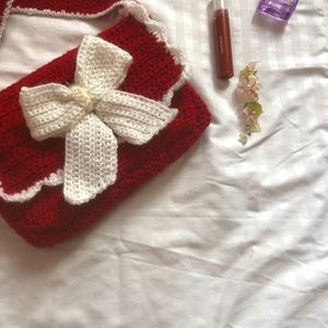 Aesthetic Couquette Crochet Bag With A Bow