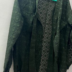 Dark green sheer shirt Formal Wear