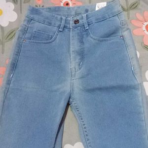 Faded Skyblue Skinny Jeans For Girls