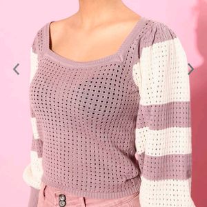 Roadster Mauve Colourblocked Crop Top