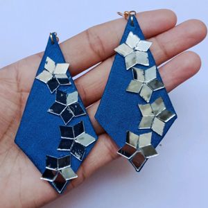 handmade fabric earrings with mirror work