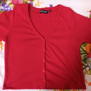 SASSAFRAS Red Fitted Crop Top