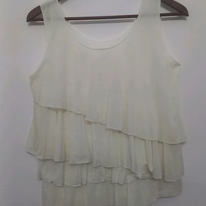 White Frilled Top🤍 Sleeveless