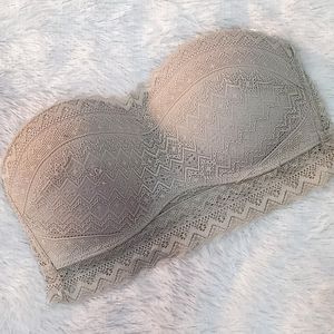 Grey Padded Stylish Back Tube Bra