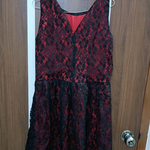 Red And Black Flared Dress