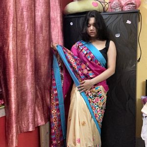 Beautiful Art Hand stitched Saree!!