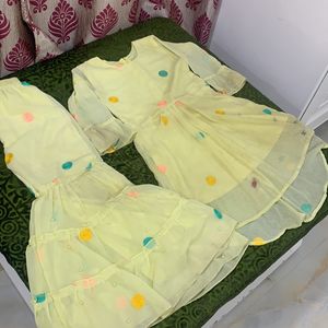 Yellow Sharara Set For Kids