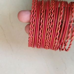 Beautiful Red Bangles Set Of Size 2.6 To 2.8