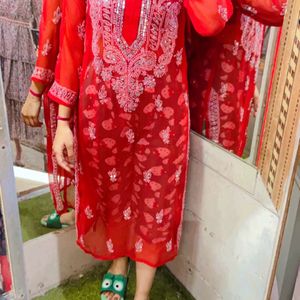 Georgette Chikankari Kurtii