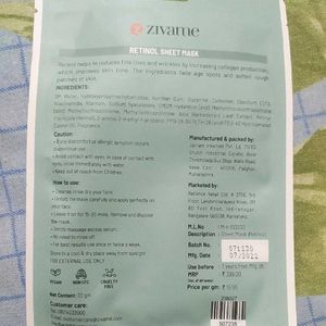 Zivame Sheet Mask Rose Saffron & Retinol Pack Of 3