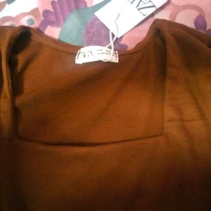 Tank Top Squared Neck Brown