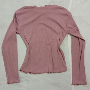 Pink Ribbed Top Women