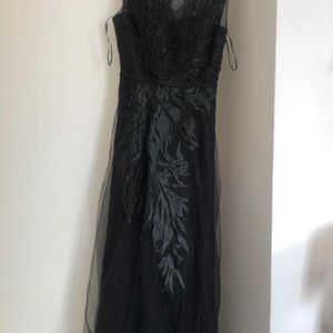 Black Net Western Gown