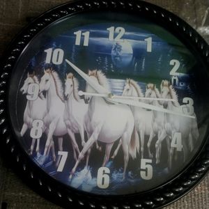 Plastic Blue Horse Wall Clock