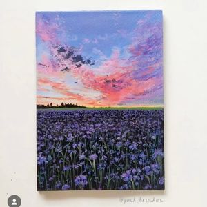A3 acrylic sheet painting of flower feild