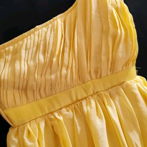 Yellow Chiffon One-Sided Maxi Gown For Girls