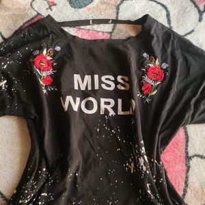 MISS WORLD BLACK EMBROIDED TOP 🌹🌹