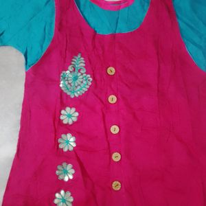 Pink And Blue Kurti