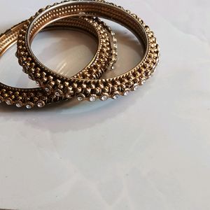 Antique Gold Flower Design Bangle