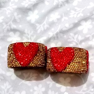 Red And Golden Colour Bangles