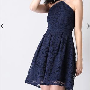 Navy Blue Dress With Back Cutout